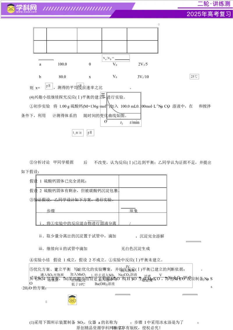专题16大题突破&mdash;&mdash;化学实验综合（练习）（原卷版）_05高考化学_2025年新高考资料_二轮复习_上好课2025年高考化学二轮复习讲练测（新高考通用）3379109_主题七化学实验