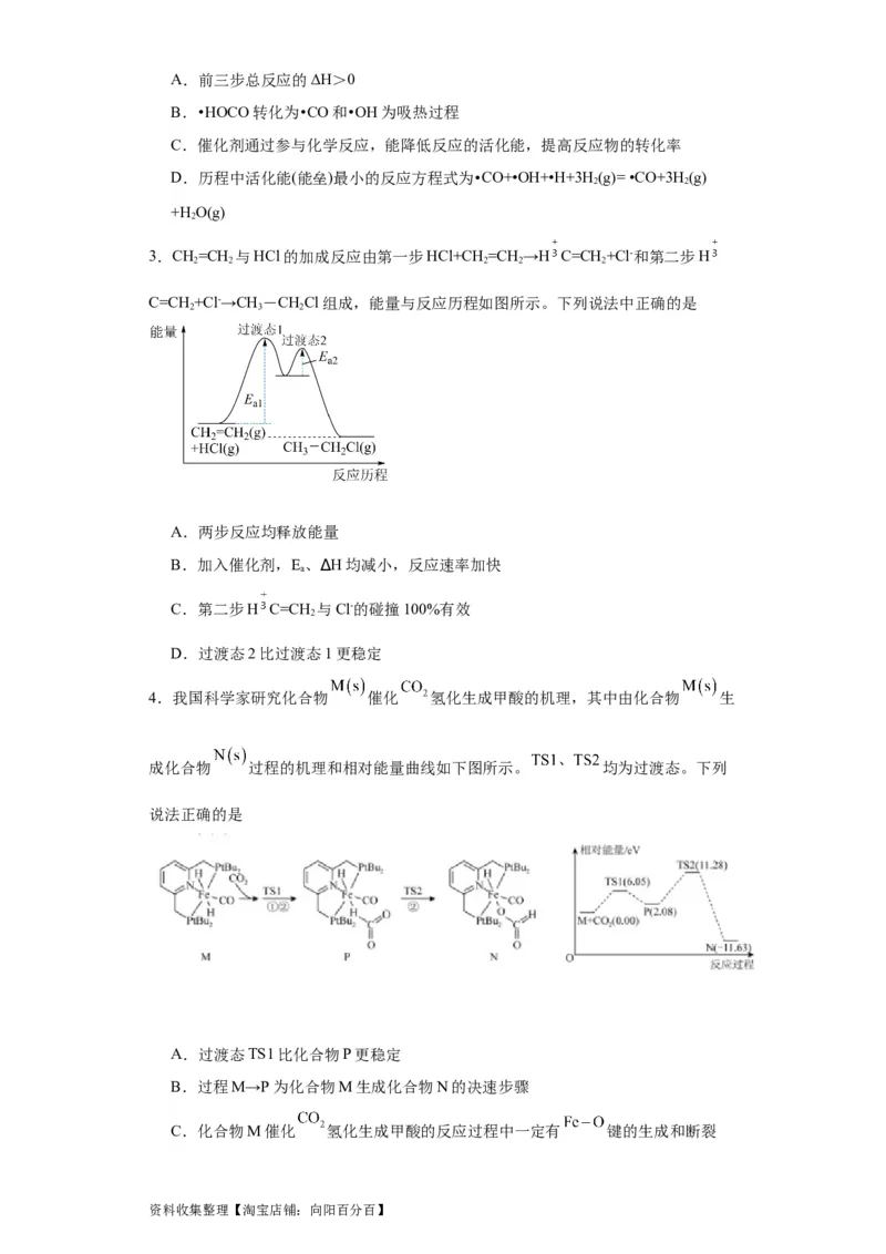 专项训练反应机理中的过渡态理论（原卷版）_05高考化学_新高考复习资料_2024年新高考资料_一轮复习资料_2024届高三化学一轮复习&mdash;专项训练