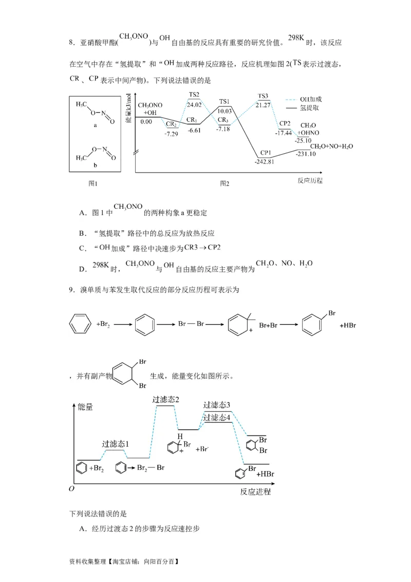 专项训练反应机理中的过渡态理论（原卷版）_05高考化学_新高考复习资料_2024年新高考资料_一轮复习资料_2024届高三化学一轮复习&mdash;专项训练