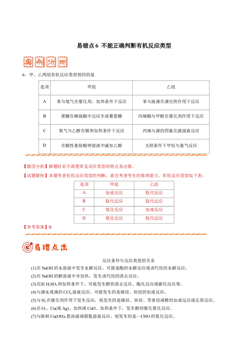 专题09常见有机物及其应用&mdash;&mdash;备战2021年高考化学纠错笔记（教师版含解析）_05高考化学_新高考复习资料_2023年新高考资料_一轮复习_2023年新高考大一轮复习讲义