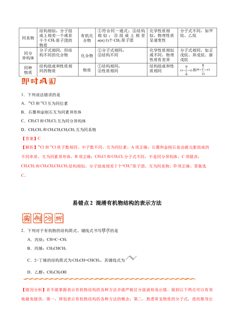 专题09常见有机物及其应用&mdash;&mdash;备战2021年高考化学纠错笔记（教师版含解析）_05高考化学_新高考复习资料_2023年新高考资料_一轮复习_2023年新高考大一轮复习讲义