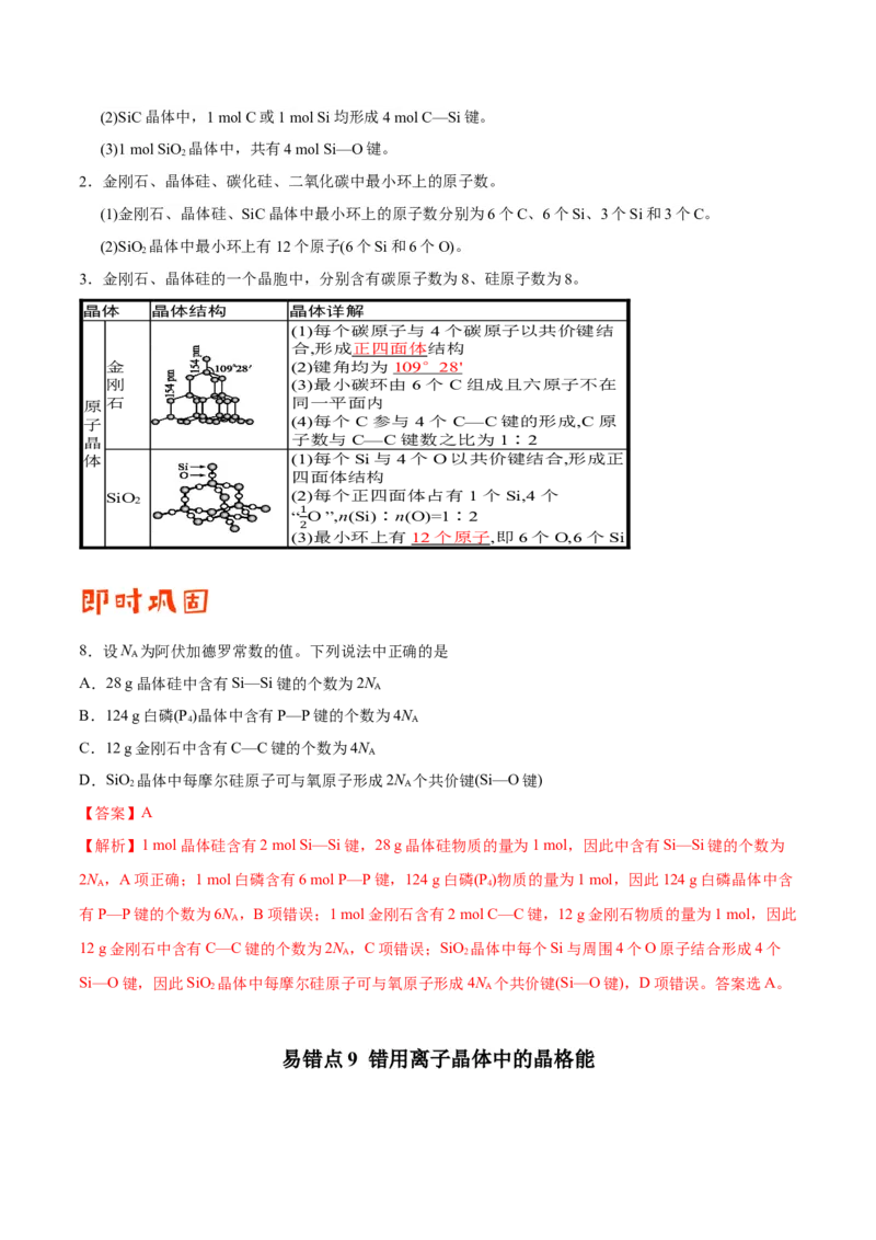 专题11物质结构与性质&mdash;&mdash;备战2021年高考化学纠错笔记（教师版含解析）_05高考化学_新高考复习资料_2023年新高考资料_一轮复习_2023年新高考大一轮复习讲义