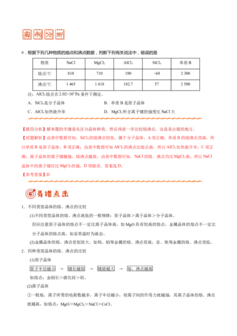 专题11物质结构与性质&mdash;&mdash;备战2021年高考化学纠错笔记（教师版含解析）_05高考化学_新高考复习资料_2023年新高考资料_一轮复习_2023年新高考大一轮复习讲义