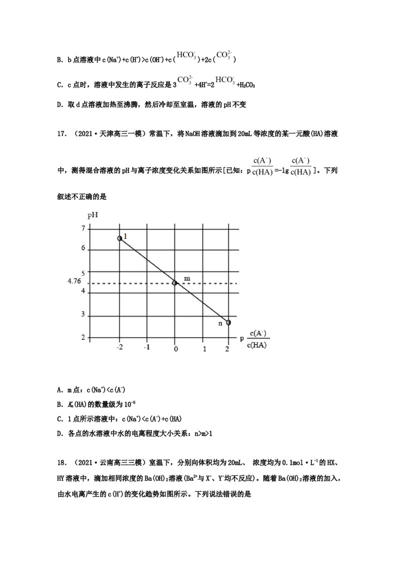 专题13盐类的水解（学生版）2021年高考化学真题和模拟题分类汇编（39题）_05高考化学_新高考复习资料_2023年新高考资料_一轮复习_2023年新高考大一轮复习讲义