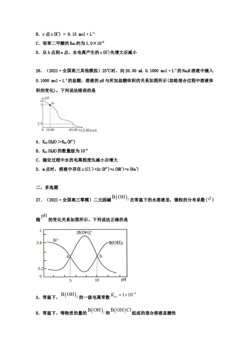 专题13盐类的水解（学生版）2021年高考化学真题和模拟题分类汇编（39题）_05高考化学_新高考复习资料_2023年新高考资料_一轮复习_2023年新高考大一轮复习讲义