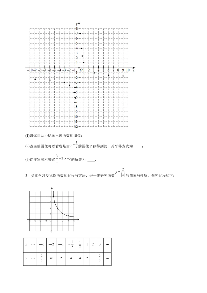 专题09与反比例函数图象有关的拓展探究（原卷版）_初中数学人教版_9下-初中数学人教版_07专项讲练_微专题2022-2023学年九年级数学下册常考点微专题提分精练（人教版）