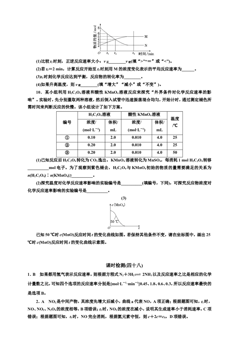 2025年高考复习化学课时检测四十八：化学反应速率的基本知能评价（含解析）_05高考化学_2025年新高考资料_专项练习_2025年高考复习化学课时检测（含解析）（完结）