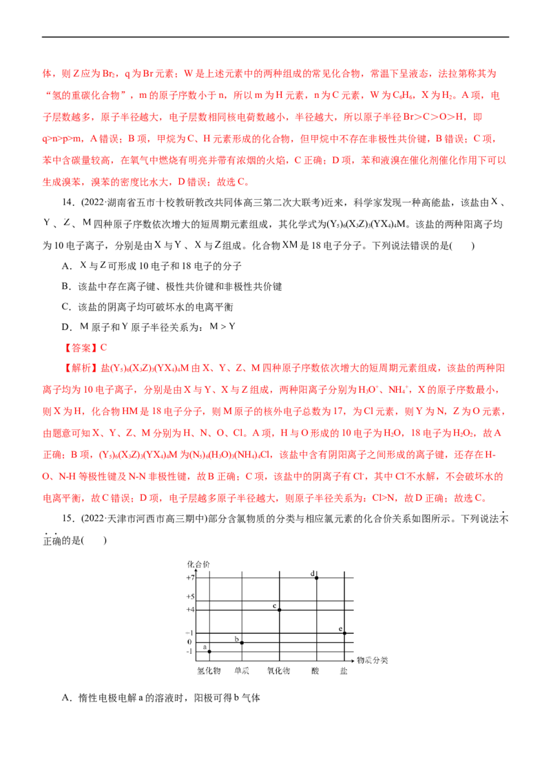 专题05物质结构与元素周期律（练）（解析版）_05高考化学_通用版（老高考）复习资料_2023年复习资料_二轮复习_2023年高考化学二轮复习讲练测（全国通用）