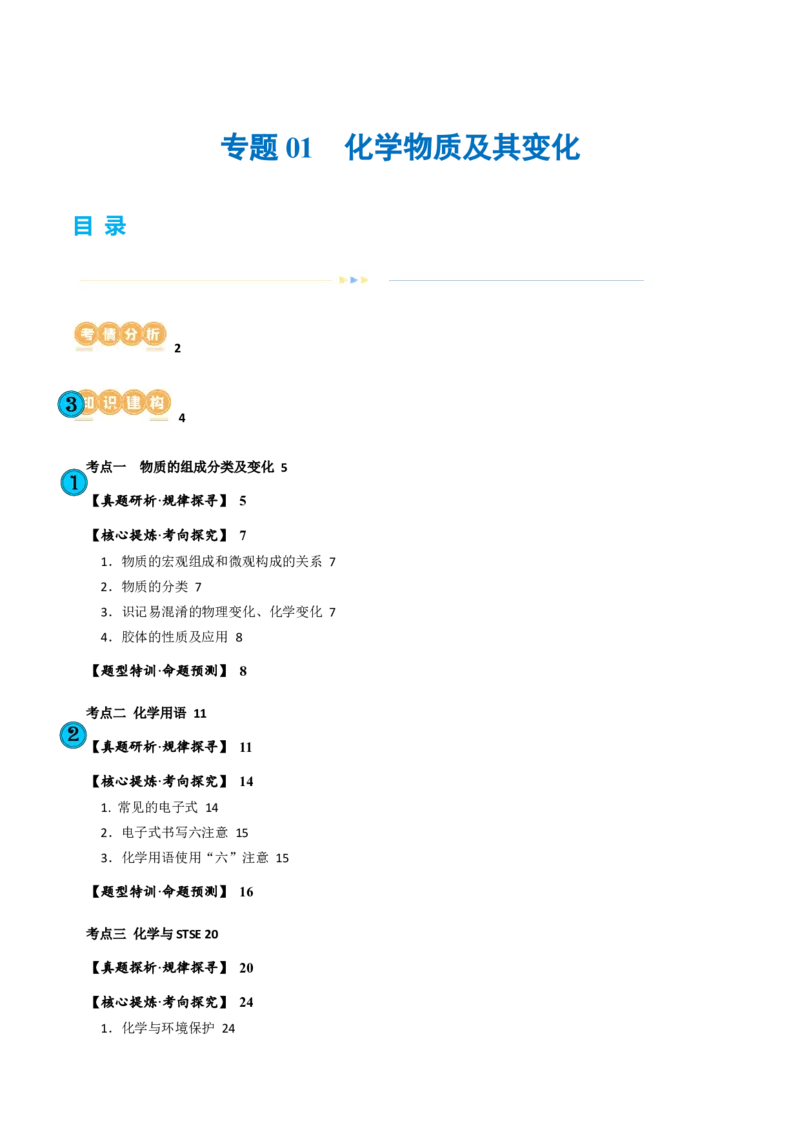 专题01化学物质及其变化（讲义）（解析版）_05高考化学_2024年新高考资料_2.2024二轮复习_2024年高考化学二轮复习讲练测（新教材新高考）