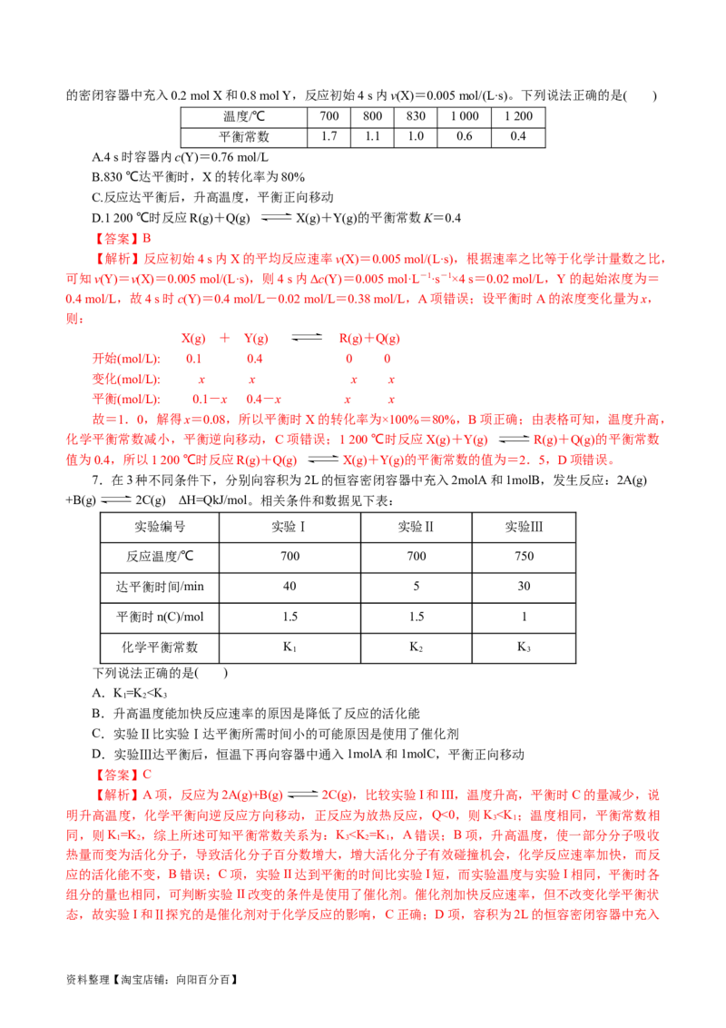 专题07化学反应速率与化学平衡(讲义)(解析版)_05高考化学_新高考复习资料_2024年新高考资料_二轮复习资料_2024年高考化学二轮复习讲练测（新教材新高考）_配套讲义（原卷版+解析版）