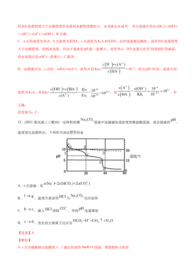 专题10水溶液中的离子平衡-2021年高考化学真题与模拟题分类训练（教师版含解析）_05高考化学_新高考复习资料_2023年新高考资料_一轮复习_2023年新高考大一轮复习讲义