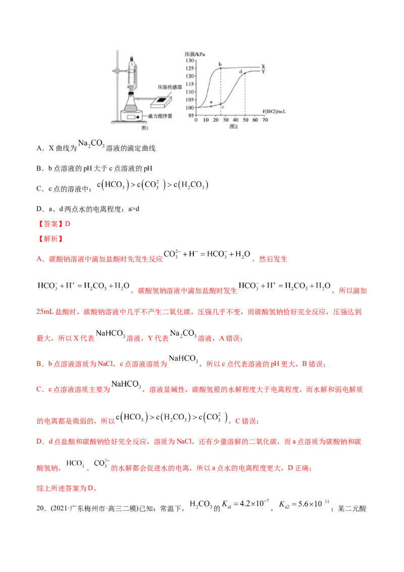 专题10水溶液中的离子平衡-2021年高考化学真题与模拟题分类训练（教师版含解析）_05高考化学_新高考复习资料_2023年新高考资料_一轮复习_2023年新高考大一轮复习讲义