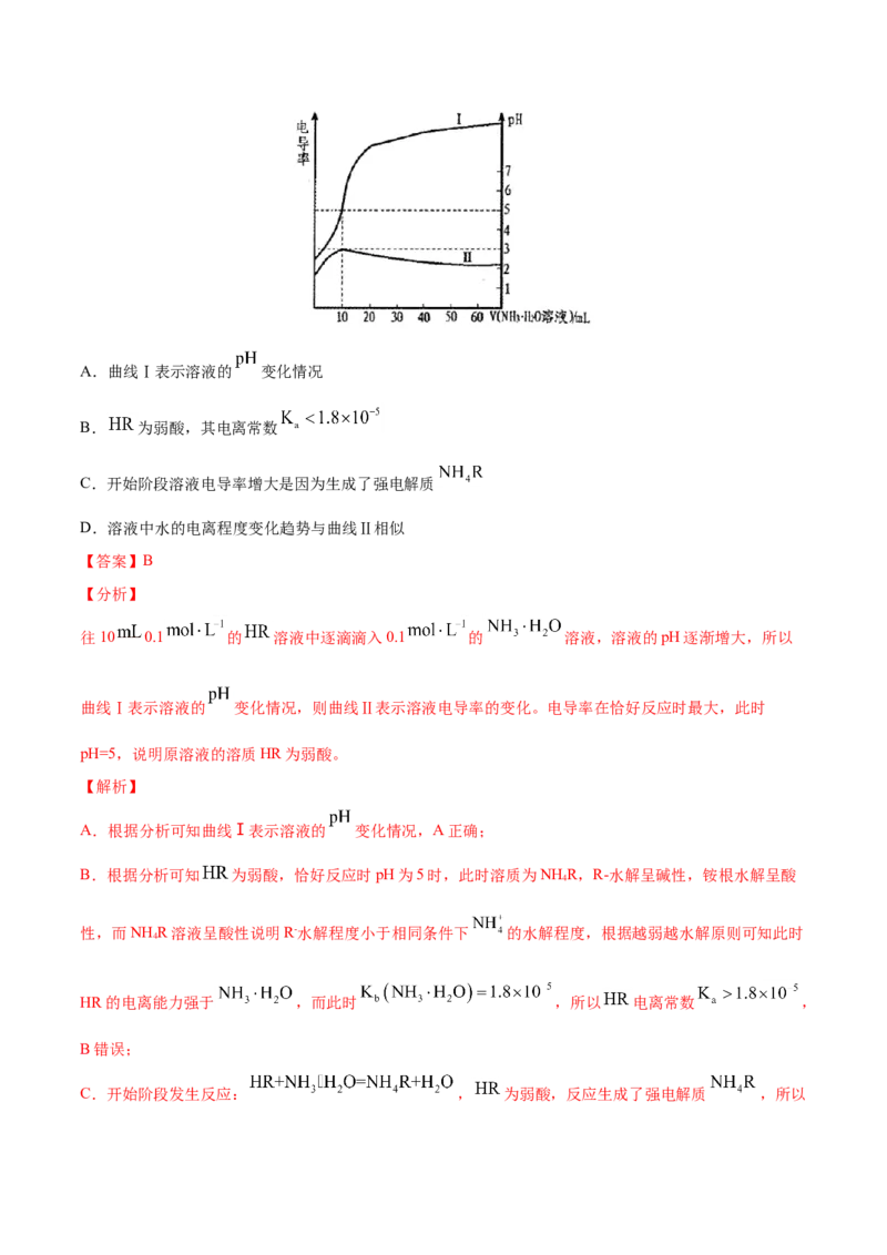 专题10水溶液中的离子平衡-2021年高考化学真题与模拟题分类训练（教师版含解析）_05高考化学_新高考复习资料_2023年新高考资料_一轮复习_2023年新高考大一轮复习讲义