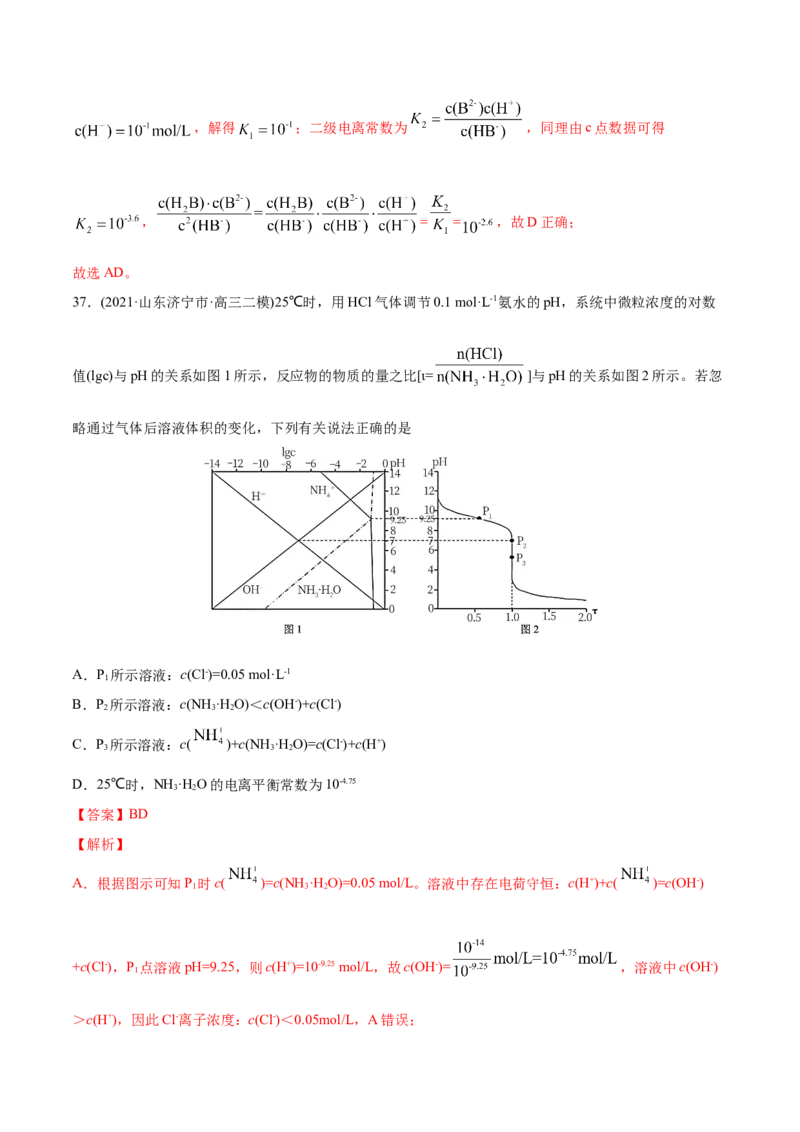 专题10水溶液中的离子平衡-2021年高考化学真题与模拟题分类训练（教师版含解析）_05高考化学_新高考复习资料_2023年新高考资料_一轮复习_2023年新高考大一轮复习讲义