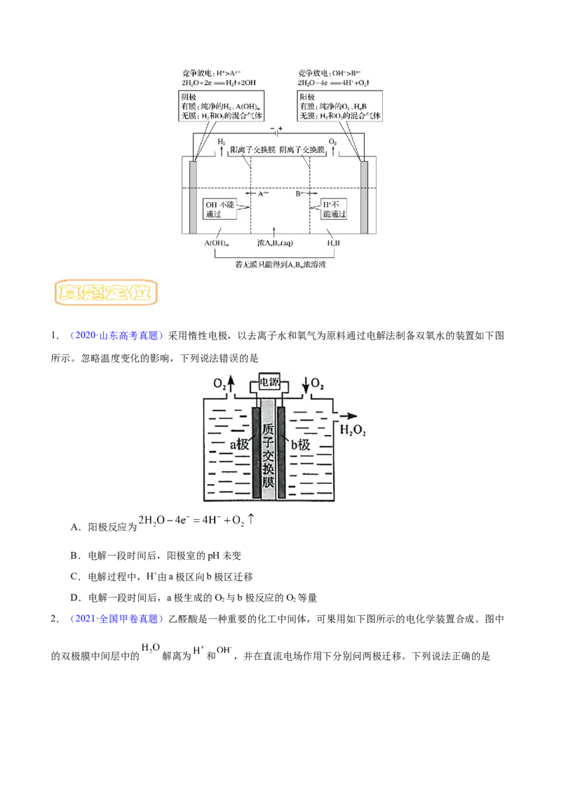 专题九电解池-冲刺2023年高考化学二轮复习核心考点逐项突破（原卷版）_05高考化学_新高考复习资料_2023年新高考资料_二轮复习_冲刺2023年高考化学二轮复习核心考点逐项突破292229036