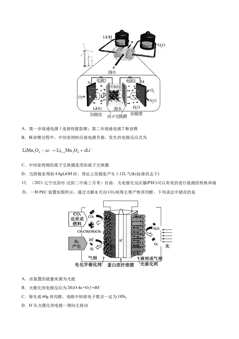 专题08电化学及其应用-2021年高考真题和模拟题化学分项汇编（原卷版）_05高考化学_新高考复习资料_2022年新高考资料_2021年高考真题和模拟题化学分项汇编（全国通用）