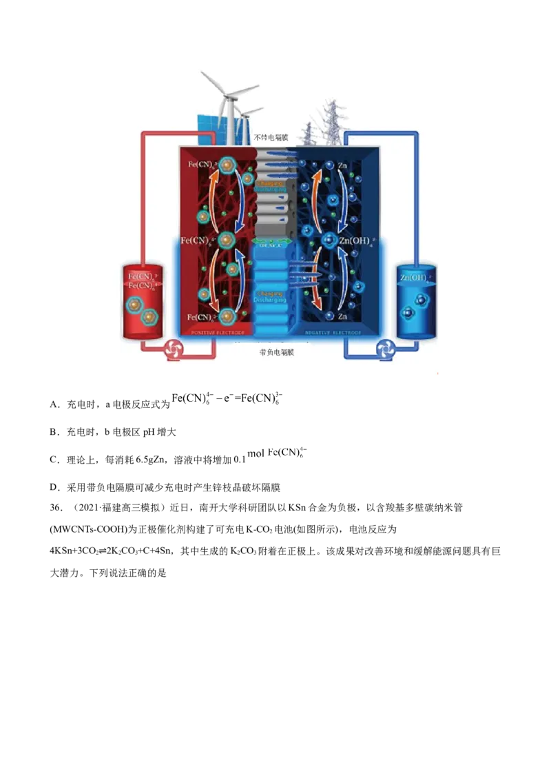 专题08电化学及其应用-2021年高考真题和模拟题化学分项汇编（原卷版）_05高考化学_新高考复习资料_2022年新高考资料_2021年高考真题和模拟题化学分项汇编（全国通用）