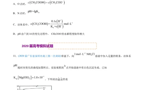 专题10水溶液中的离子平衡-2020年高考化学真题与模拟题分类训练（学生版）_05高考化学_新高考复习资料_2022年新高考资料_2022年一轮复习各版本_1.高考化学2022年一轮复习通用版