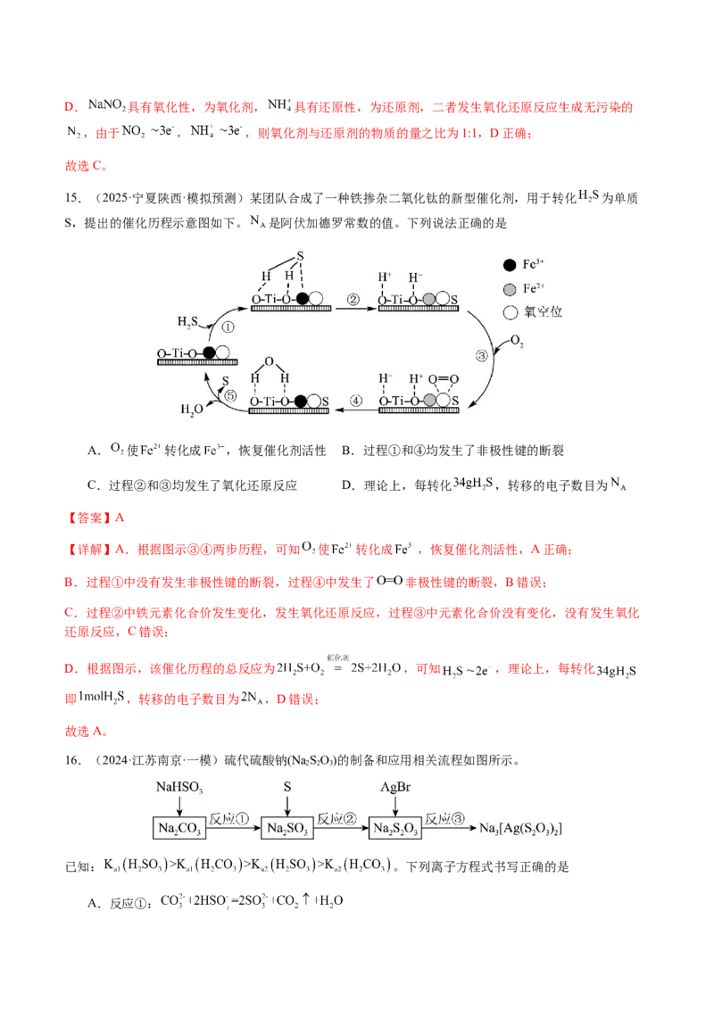 专题06氧化还原反应概念、规律及应用（解析版）-备战2025年高考化学二轮&middot;突破提升专题复习讲义（新高考通用）_05高考化学_2025年新高考资料_二轮复习_01高考语文等多个文件