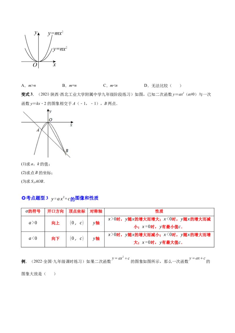专题05二次函数的概念、图形和性质（热考题型）-原卷版_初中数学人教版_9上-初中数学人教版_07专项讲练_一题三变系列九年级数学上册重要考点题型精讲精练(人教版)