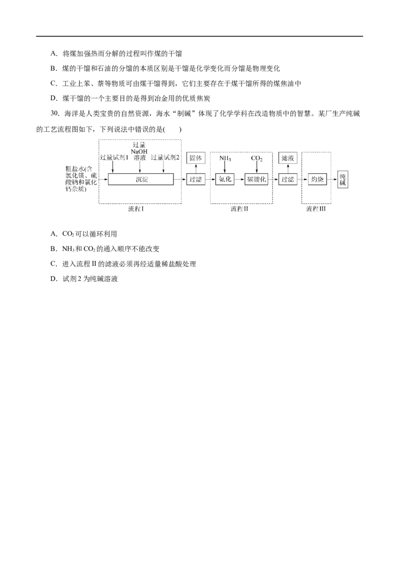 专题08化学与可持续发展-2023年高考化学一轮复习小题多维练（原卷版）_05高考化学_通用版（老高考）复习资料_2023年复习资料_一轮复习_2023年高考化学一轮复习小题多维练（全国通用）