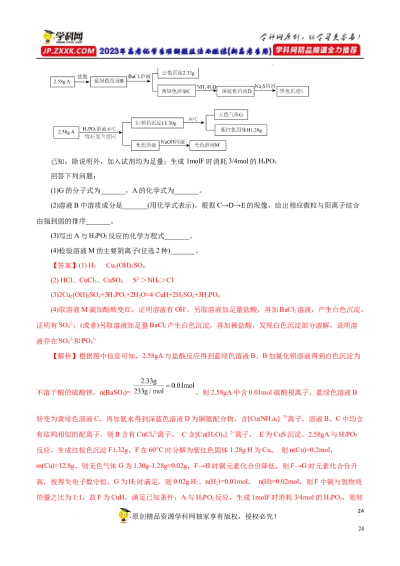 专项17陌生物质的推断（解析版）_05高考化学_新高考复习资料_2023年新高考资料_专项复习_2023年高考化学热点专项导航与精练（新高考专用）