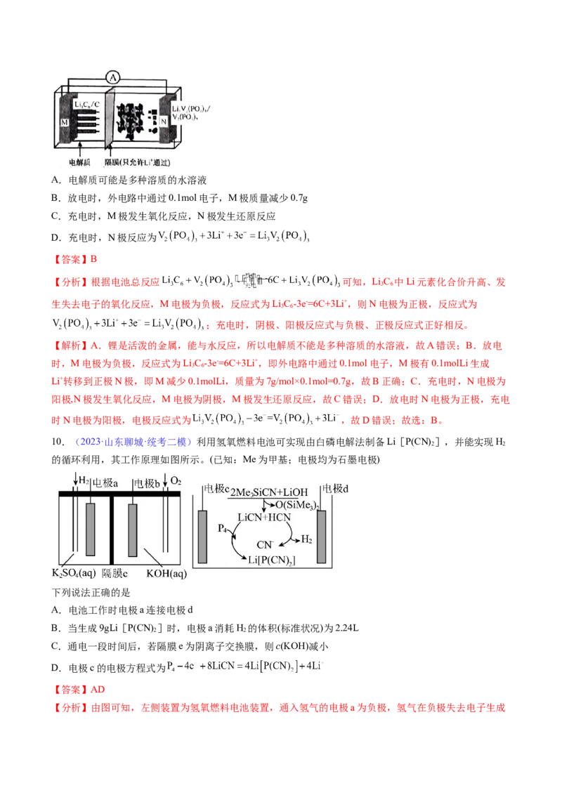 专题24原电池化学电源-2024年高考化学一轮复习基础考点必刷好题（新教材新高考）（解析版）_05高考化学_2024年新高考资料_1.2024一轮复习