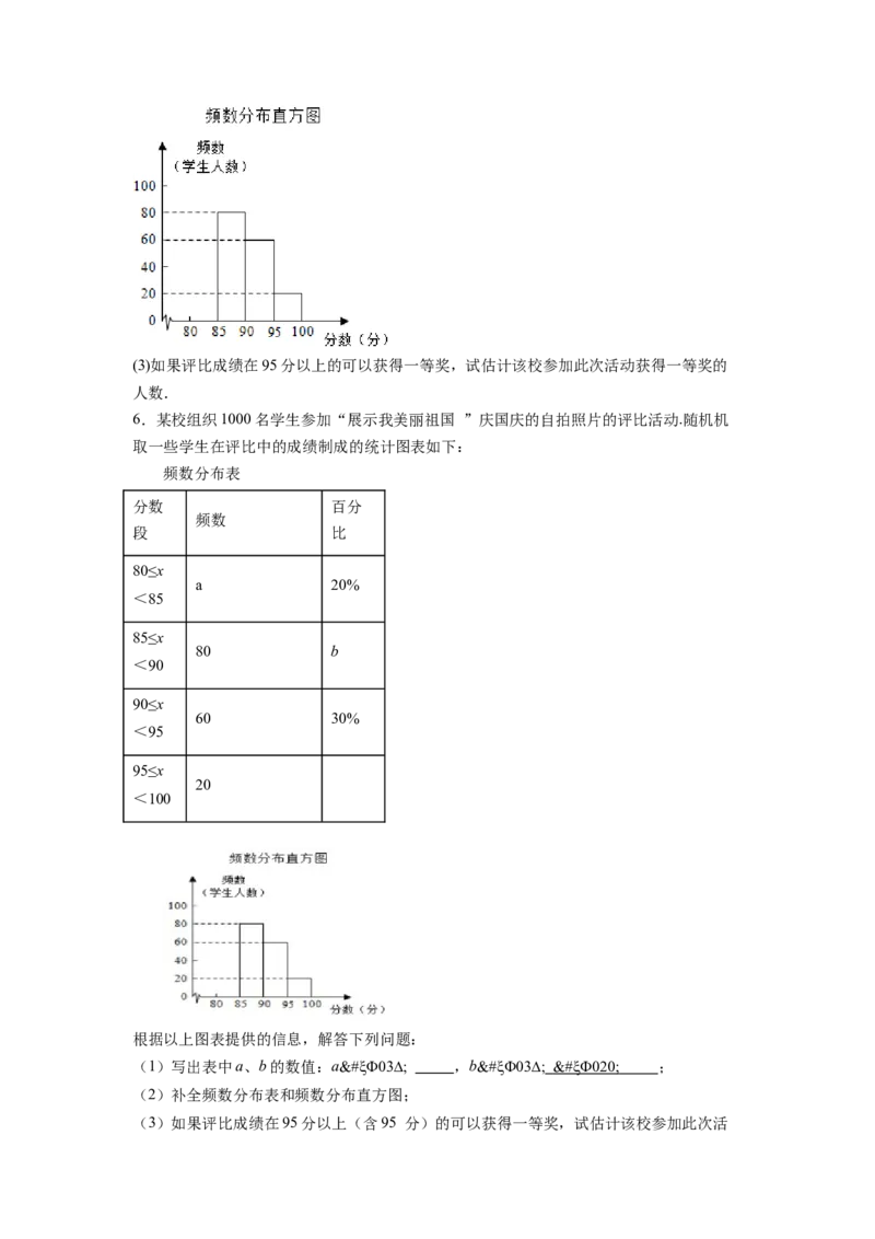 专题12《数据的收集、整理与描述》解答题重点题型分类（原卷版）_初中数学人教版_7下-初中数学人教版_7下-初中数学人教版（旧版）赠送_06习题试卷_5专项练习