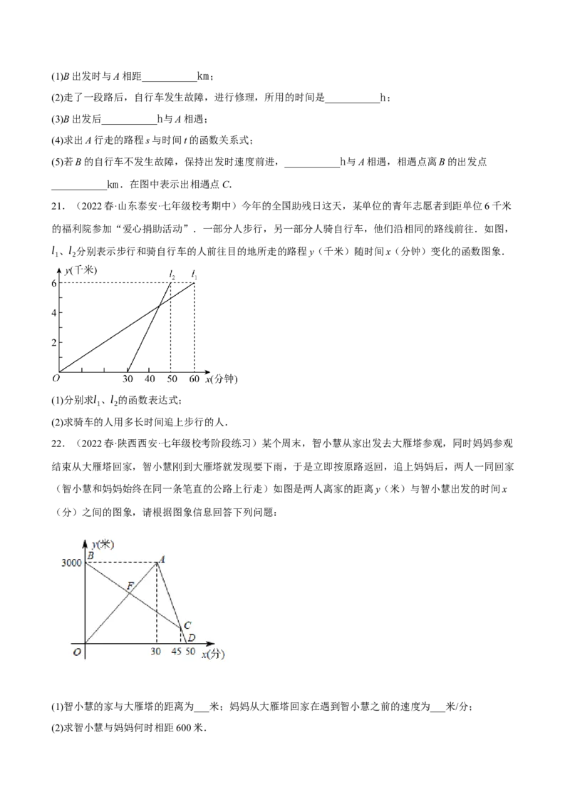 专题19.7一次函数的应用大题专练（1）行程问题（重难点培优30题）-拔尖特训2023年培优（原卷版）人教版_初中数学人教版_八年级数学下册_保存转存之后查看(1)_旧版-可参考