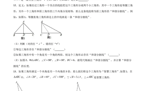 专题07与三角形角度有关的新定义问题（原卷版）_初中数学人教版_8上-初中数学人教版_旧版_07专项讲练_微专题八年级数学上册常考点微专题提分精练（人教版）
