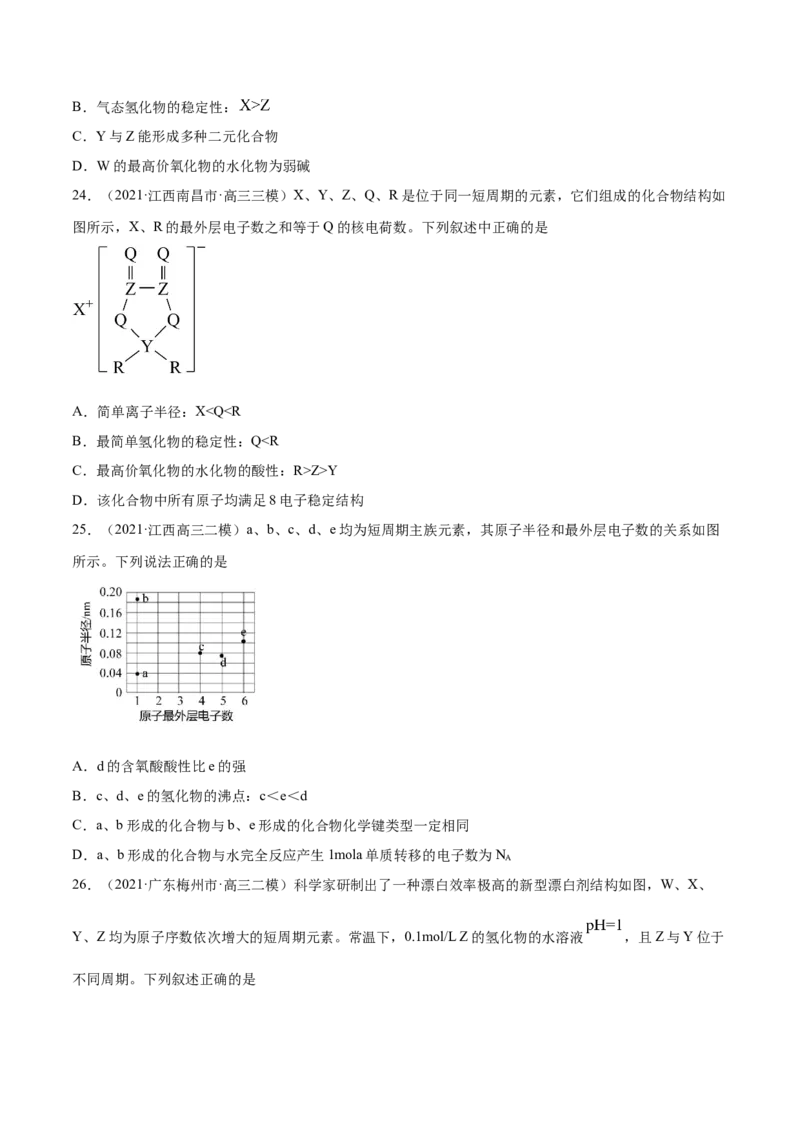 专题06物质结构元素周期律-2021年高考真题和模拟题化学分项汇编（原卷版）_05高考化学_新高考复习资料_2022年新高考资料_2021年高考真题和模拟题化学分项汇编（全国通用）