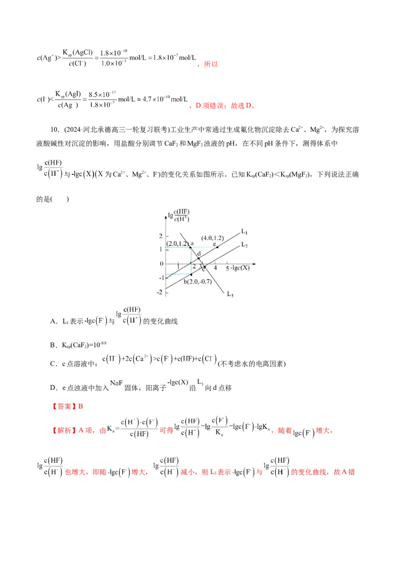 专题08水溶液中的离子反应与平衡(练习)(解析版)_05高考化学_2024年新高考资料_2.2024二轮复习_2024年高考化学二轮复习讲练测（新教材新高考）