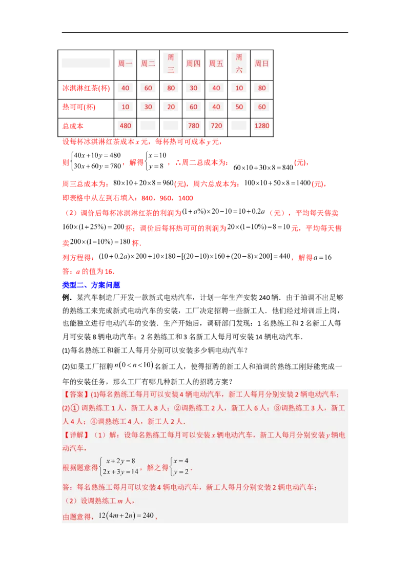 专题06二元一次方程组实际应用的五种考法（解析版）_初中数学人教版_7下-初中数学人教版_7下-初中数学人教版（旧版）赠送_06习题试卷_6期中期末复习专题