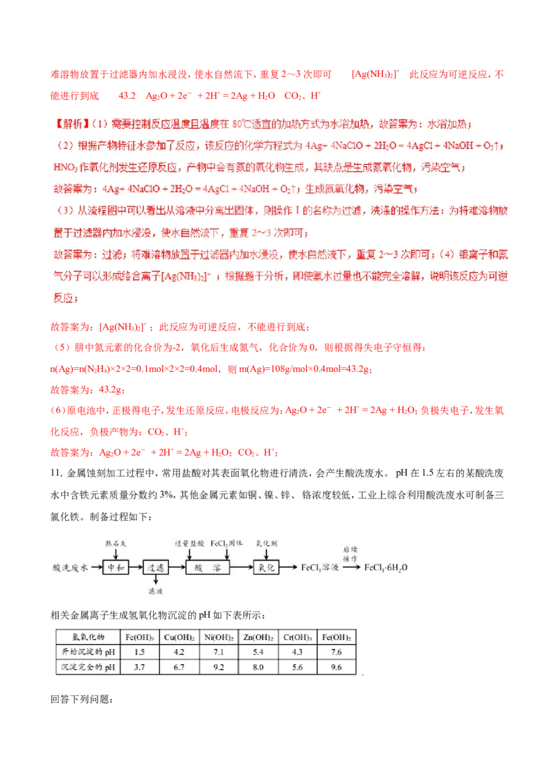 专题19化学工艺流程图-2019年高考化学易错题汇总（解析版）_05高考化学_新高考复习资料_2022年新高考资料_2022年一轮复习各版本_1.高考化学2022年一轮复习通用版