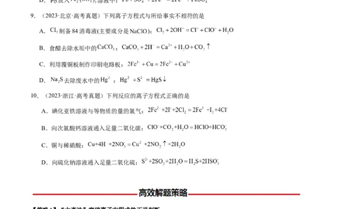 专题02离子反应方程式的正误判断（原卷版）-备战2025年高考化学二轮&middot;突破提升专题复习讲义（新高考通用）_05高考化学_2025年新高考资料_二轮复习