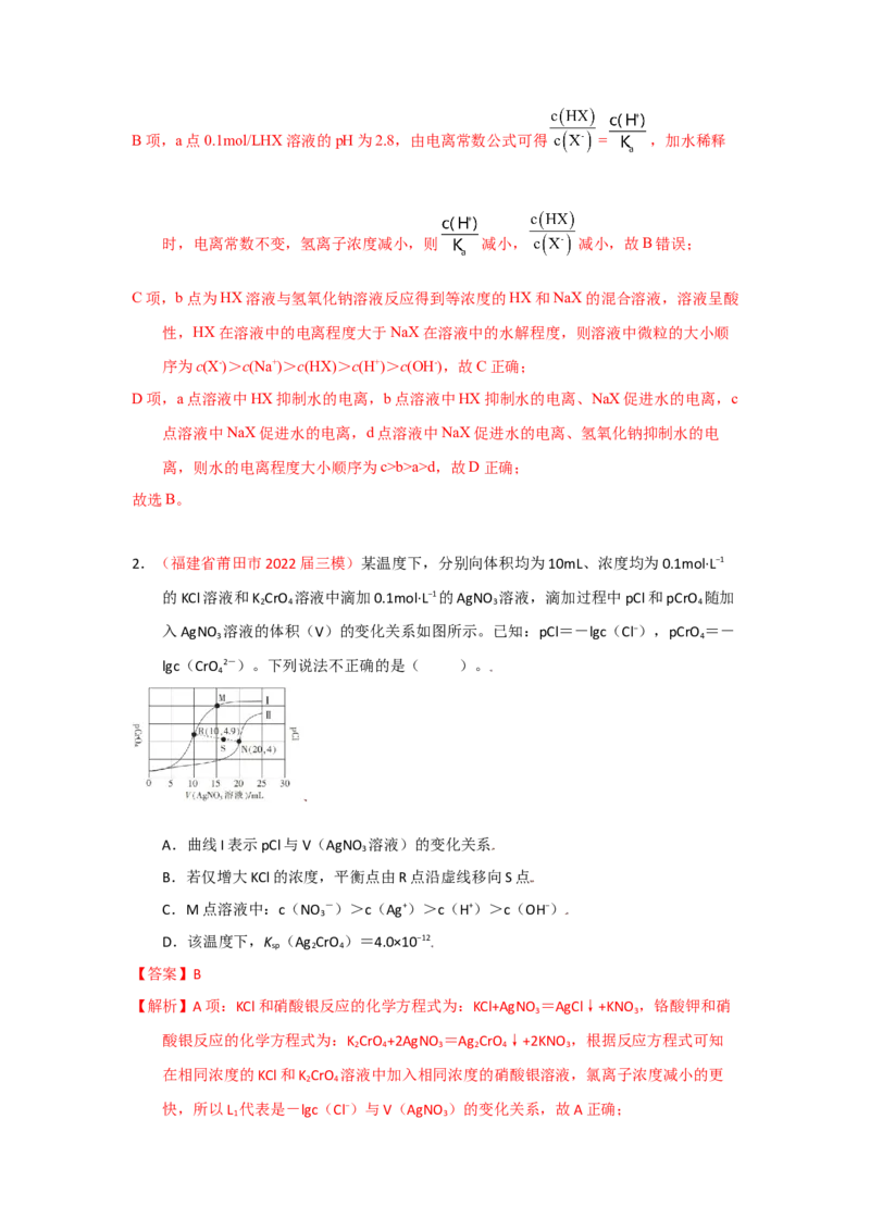 专题九水溶液中的离子平衡专题检验（实战演练）-高考引领教学2023年高考化学二轮针对性复习方案（解析版）_05高考化学_通用版（老高考）复习资料_2023年复习资料_二轮复习