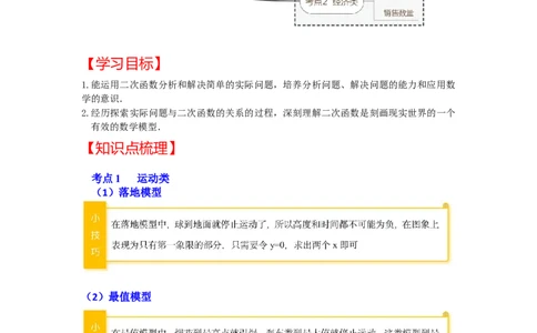 专题22.3二次函数的实际应用（知识解读1）-2022-2023学年九年级数学上册《同步考点解读&bull;专题训练》（人教版）_初中数学人教版_9上-初中数学人教版_07专项讲练