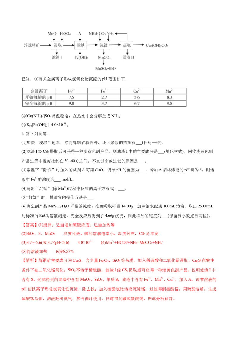 专题15工艺流程题-2020年高考化学真题与模拟题分类训练（教师版含解析）_05高考化学_新高考复习资料_2022年新高考资料_2022年一轮复习各版本_1.高考化学2022年一轮复习通用版