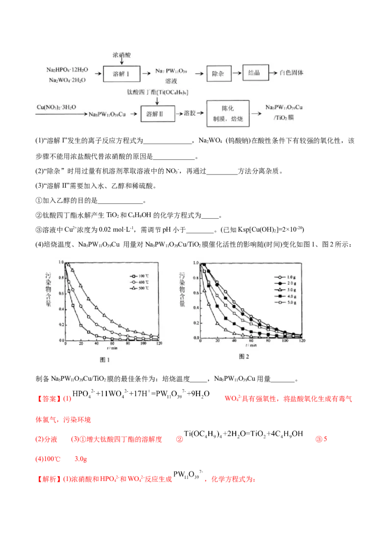 专题15工艺流程题-2020年高考化学真题与模拟题分类训练（教师版含解析）_05高考化学_新高考复习资料_2022年新高考资料_2022年一轮复习各版本_1.高考化学2022年一轮复习通用版