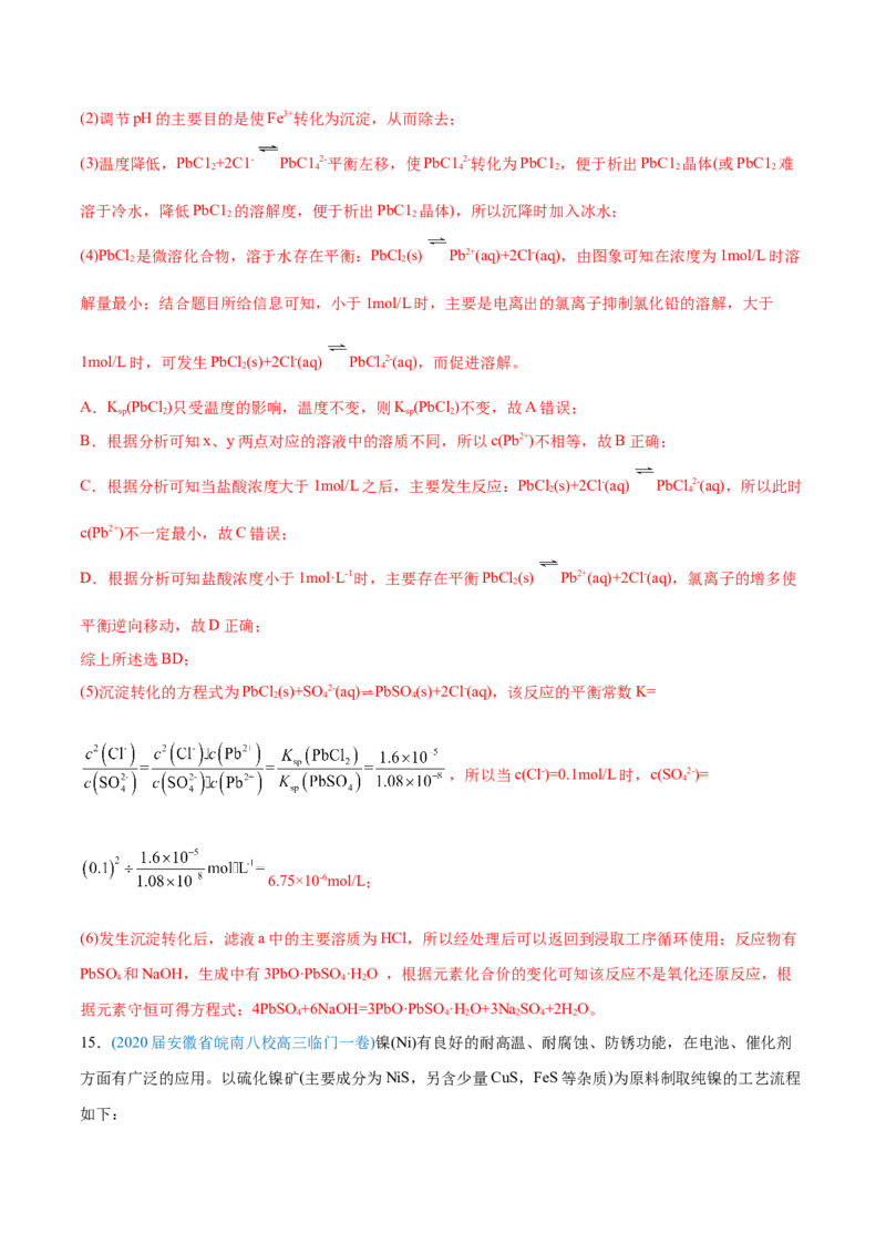 专题15工艺流程题-2020年高考化学真题与模拟题分类训练（教师版含解析）_05高考化学_新高考复习资料_2022年新高考资料_2022年一轮复习各版本_1.高考化学2022年一轮复习通用版