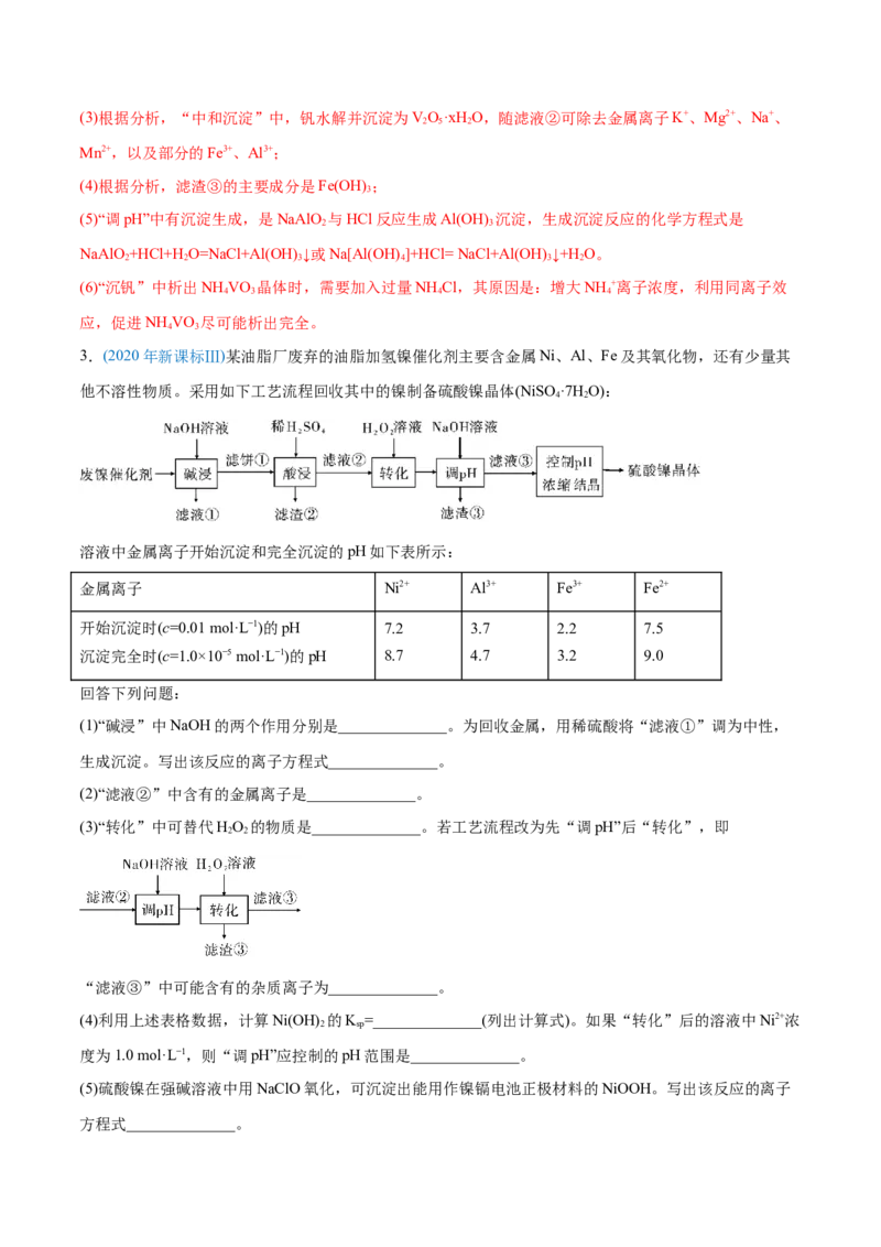 专题15工艺流程题-2020年高考化学真题与模拟题分类训练（教师版含解析）_05高考化学_新高考复习资料_2022年新高考资料_2022年一轮复习各版本_1.高考化学2022年一轮复习通用版