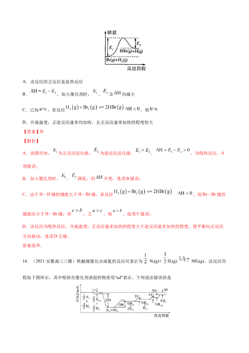 专题07化学反应中的能量变化-2021年高考真题和模拟题化学分项汇编（解析版）_05高考化学_新高考复习资料_2022年新高考资料_2021年高考真题和模拟题化学分项汇编（全国通用）