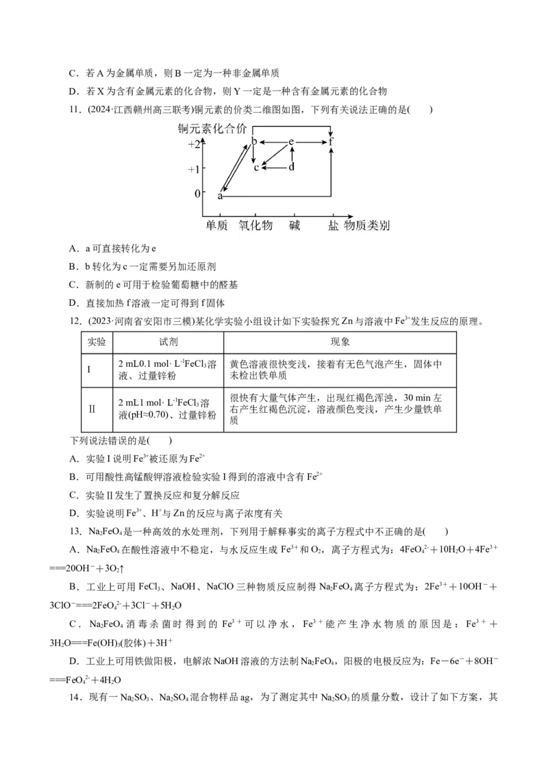 专题05元素及其化合物的性质与应用(测试)(原卷版)_05高考化学_2024年新高考资料_2.2024二轮复习_2024年高考化学二轮复习讲练测（新教材新高考）