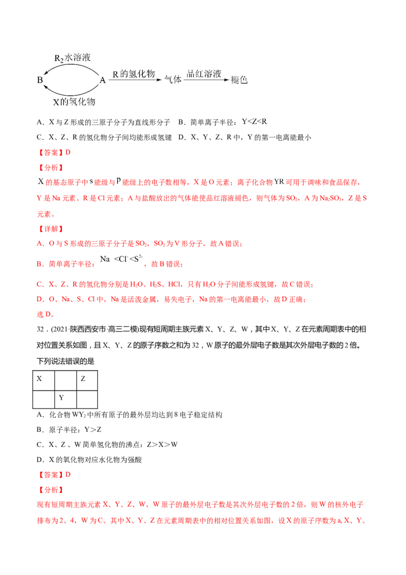 专题06物质结构元素周期律-2021年高考化学真题与模拟题分类训练（教师版含解析）_05高考化学_新高考复习资料_2023年新高考资料_一轮复习_2023年新高考大一轮复习讲义