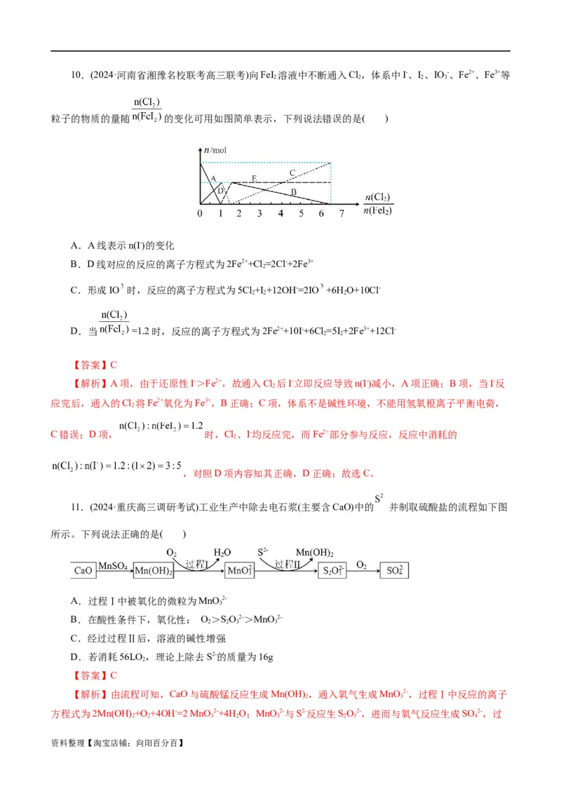 专题04氧化还原反应(练习)(解析版)_05高考化学_新高考复习资料_2024年新高考资料_二轮复习资料_2024年高考化学二轮复习讲练测（新教材新高考）_配套练习（原卷版+解析版）