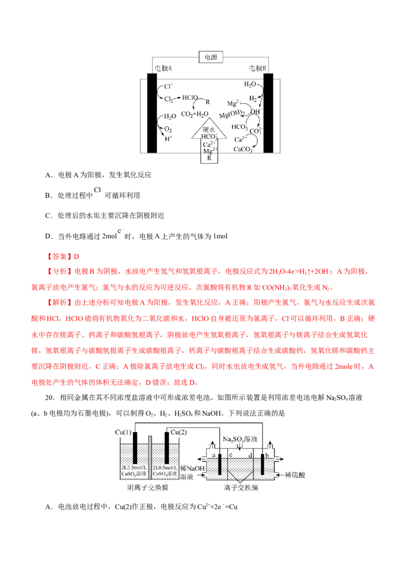 专题05化学能与电能的转化（练）解析版-2023年高考化学二轮复习讲练测（新高考专用）_05高考化学_新高考复习资料_2023年新高考资料_二轮复习