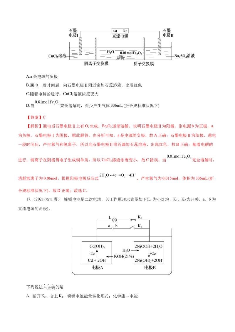 专题05化学能与电能的转化（练）解析版-2023年高考化学二轮复习讲练测（新高考专用）_05高考化学_新高考复习资料_2023年新高考资料_二轮复习