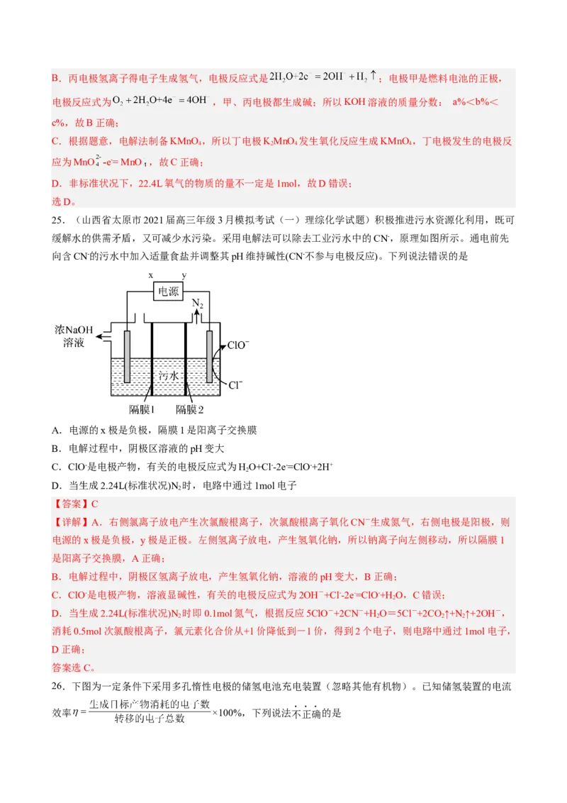 专项07电化学-2023届高考化学二轮复习知识清单与专项练习（新高考专用）（解析版）_05高考化学_新高考复习资料_2023年新高考资料_二轮复习_选择题