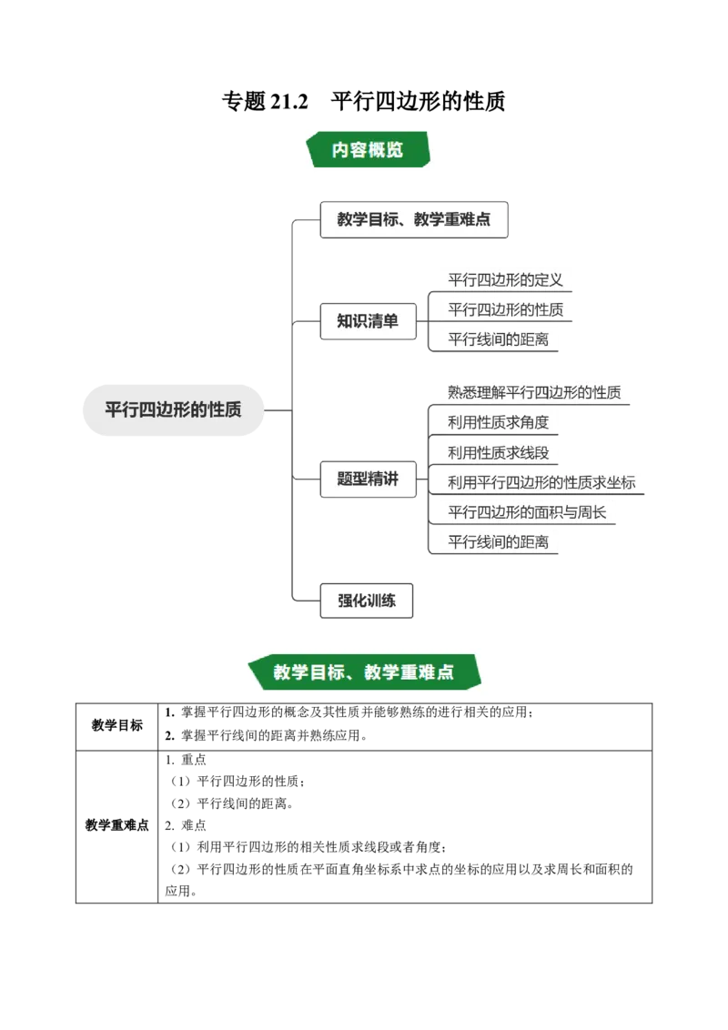 专题21.2平行四边形的性质（高效培优讲义）（解析版）_初中数学人教版_八年级数学下册_保存转存之后查看(1)_2026春季新版-持续更新中_第二套-知_08讲义练习