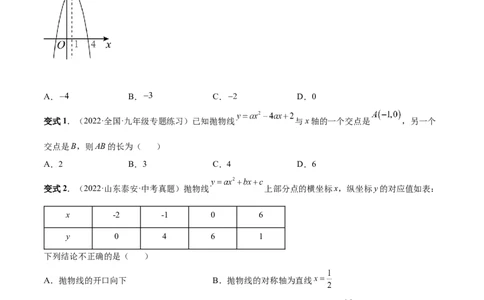 专题07二次函数与一元二次方程和不等式（热考题型）-原卷版_初中数学人教版_9上-初中数学人教版_07专项讲练_一题三变系列九年级数学上册重要考点题型精讲精练(人教版)